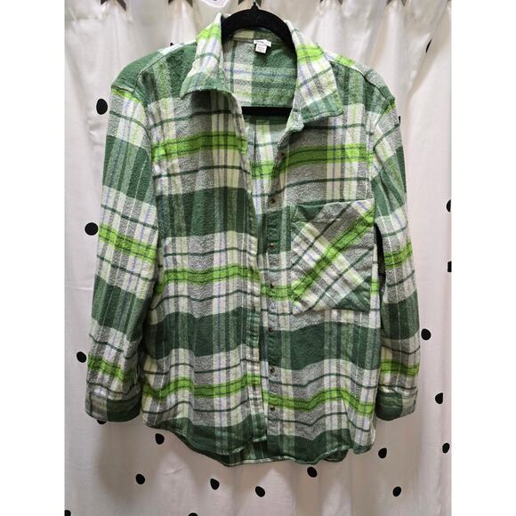 aerie Jackets & Blazers - Green plaid Aerie button down flannel shacket shirt jacket size medium
